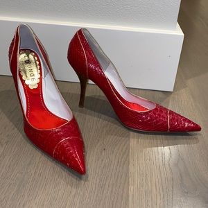 Lounge by Massimo Dogana red snake skin heels. Like new